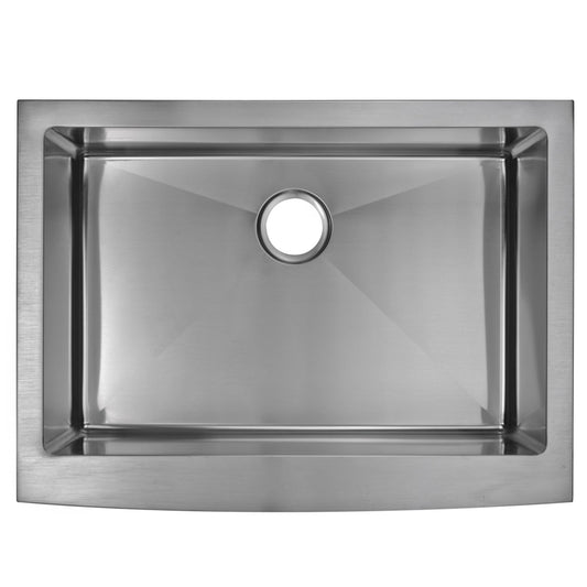 30 Inch X 22 Inch 15mm Corner Radius Single Bowl Stainless Steel Hand Made Apron Front Kitchen Sink With Drain, Strainer, And Bottom Grid