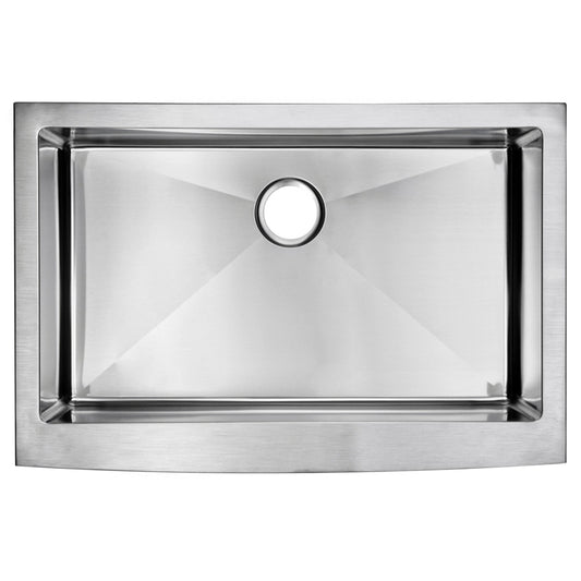 33 Inch X 22 Inch 15mm Corner Radius Single Bowl Stainless Steel Hand Made Apron Front Kitchen Sink