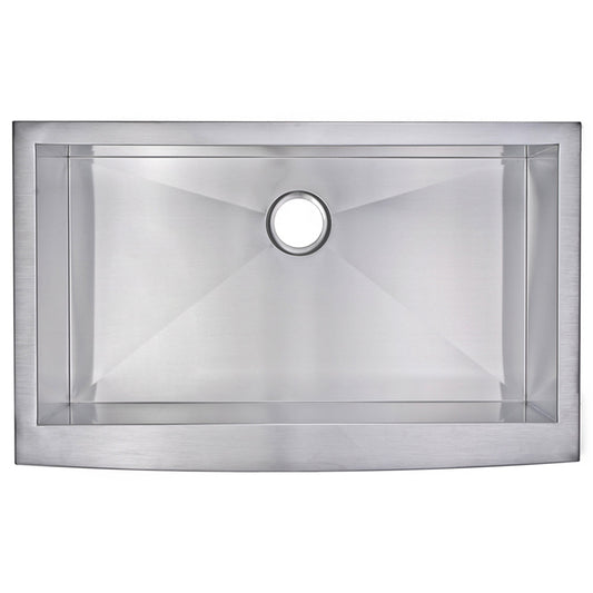 36 Inch X 22 Inch Zero Radius Single Bowl Stainless Steel Hand Made Apron Front Kitchen Sink With Drain and Strainer