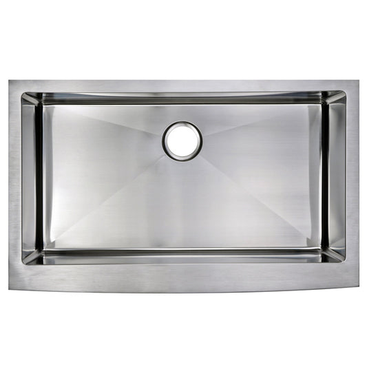 36 Inch X 22 Inch 15mm Corner Radius Single Bowl Stainless Steel Hand Made Apron Front Kitchen Sink With Drain and Strainer