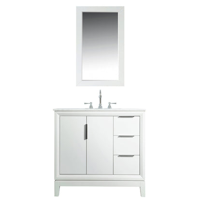 Elizabeth 36-Inch Single Sink Carrara White Marble Vanity In Pure White With Matching Mirror(s) and F2-0012-01-TL Lavatory Faucet(s)