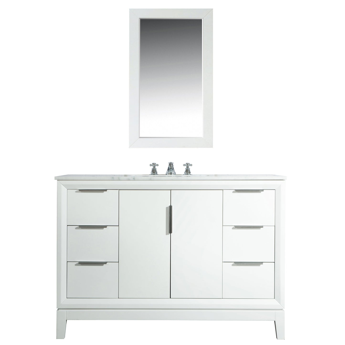 Elizabeth 48-Inch Single Sink Carrara White Marble Vanity In Pure White  With F2-0009-01-BX Lavatory Faucet(s)