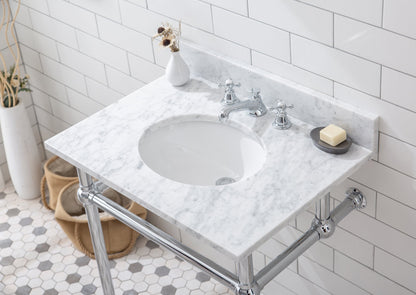 Embassy 30 Inch Wide Single Wash Stand, P-Trap, Counter Top with Basin, Faucet and Mirror included