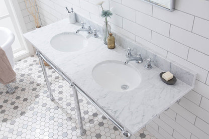 Embassy 60 Inch Wide Double Wash Stand, P-Trap, and Counter Top with Basin included