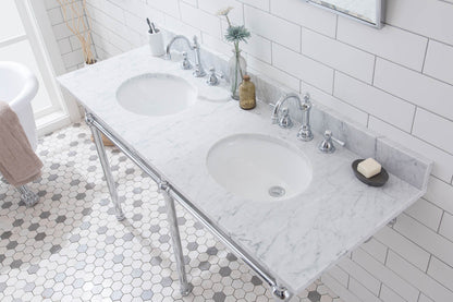 Embassy 60 Inch Wide Double Wash Stand, P-Trap, Counter Top with Basin, and Faucet included