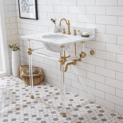 Empire 30 Inch Wide Single Wash Stand, P-Trap, Counter Top with Basin, and Faucet included in Satin Gold Finish