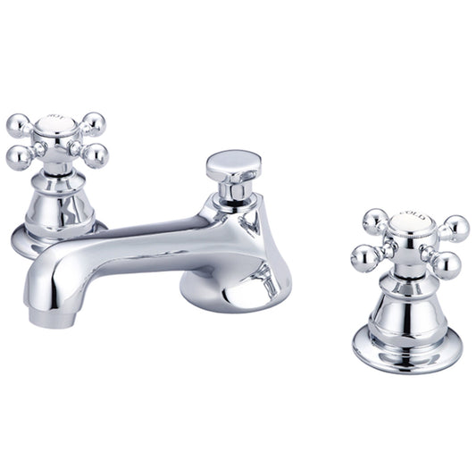 American 20th Century Classic Widespread Lavatory Faucets With Pop-Up Drain With Metal Cross Handles, Hot And Cold Labels Included
