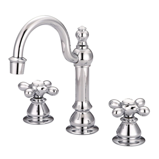 American 20th Century Classic Widespread Lavatory F2-0012 Faucets With Pop-Up Drain With Metal Cross Handles, Hot And Cold Labels Included