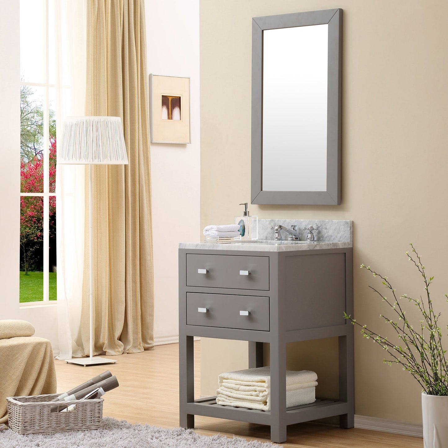 24 Inch Cashmere Grey Single Sink Bathroom Vanity With Faucet From The Madalyn Collection