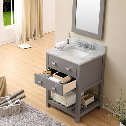 24 Inch Cashmere Grey Single Sink Bathroom Vanity With Faucet From The Madalyn Collection