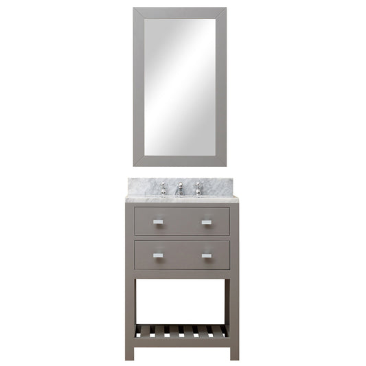 24 Inch Cashmere Grey Single Sink Bathroom Vanity With Matching Framed Mirror From The Madalyn Collection