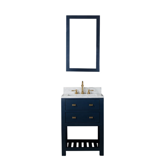 24 Inch Monarch Blue Single Sink Bathroom Vanity With F2-0012 Satin Gold Faucet From The Madalyn Collection