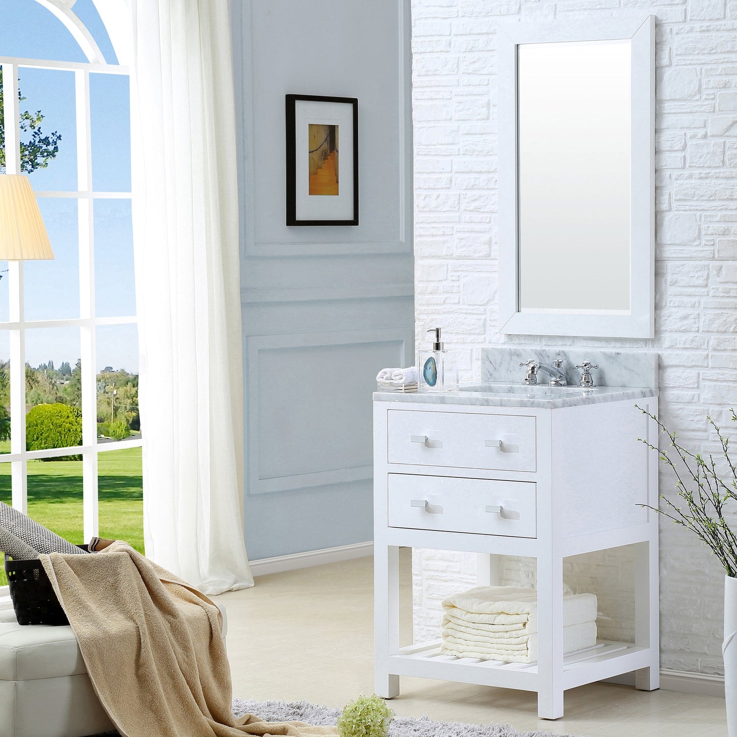 24 Inch Pure White Single Sink Bathroom Vanity From The Madalyn Collection