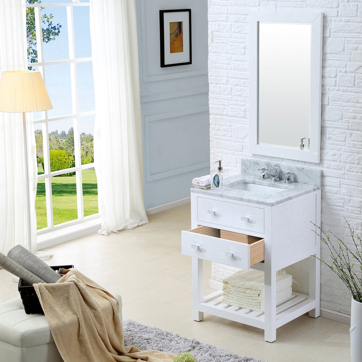24 Inch Pure White Single Sink Bathroom Vanity From The Madalyn Collection