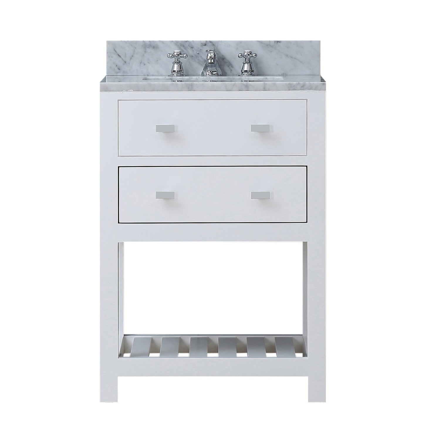 24 Inch Pure White Single Sink Bathroom Vanity With Faucet From The Madalyn Collection