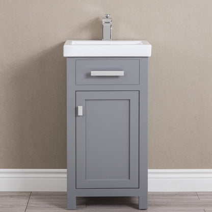 18 Inch MDF Single Bowl Ceramics Top Vanity With Single Door From The MIA Collection
