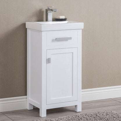 18 Inch MDF Single Bowl Ceramics Top Vanity With Single Door From The MIA Collection