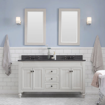 60 Inch Earl Grey Double Sink Bathroom Vanity With 2 Matching Framed Mirrors From The Potenza Collection