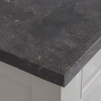 Potenza 72" Bathroom Vanity in Earl Grey with Blue Limestone Top with Faucet and Small Mirror