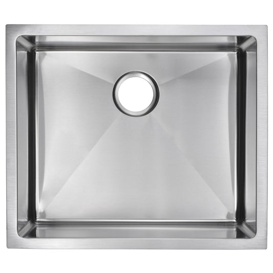 23 Inch X 20 Inch 15mm Corner Radius Single Bowl Stainless Steel Hand Made Undermount Kitchen Sink With Drain, Strainer, And Bottom Grid